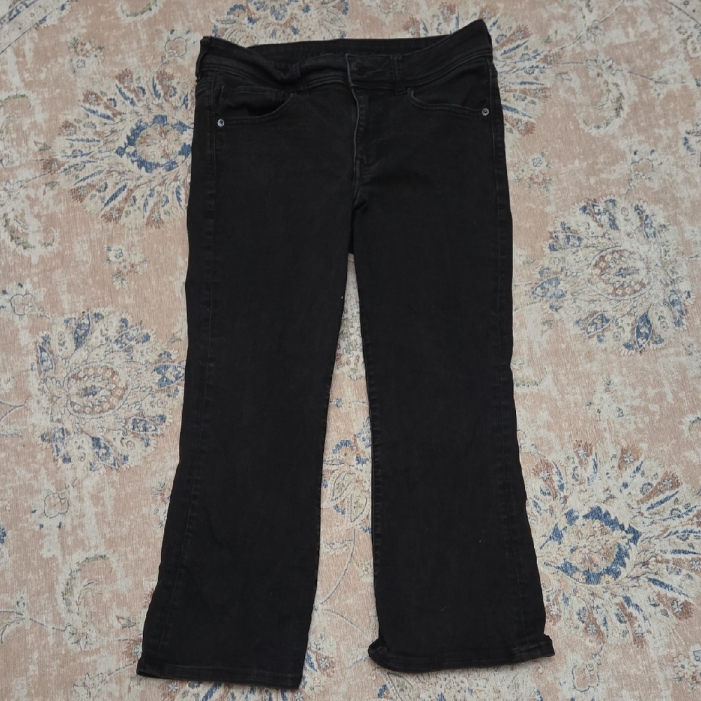 American Eagle Outfitters NextLevel Stretch Black Straight Crop Jean 5 Pocket 12